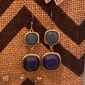 Never worn. Blue and gold earrings